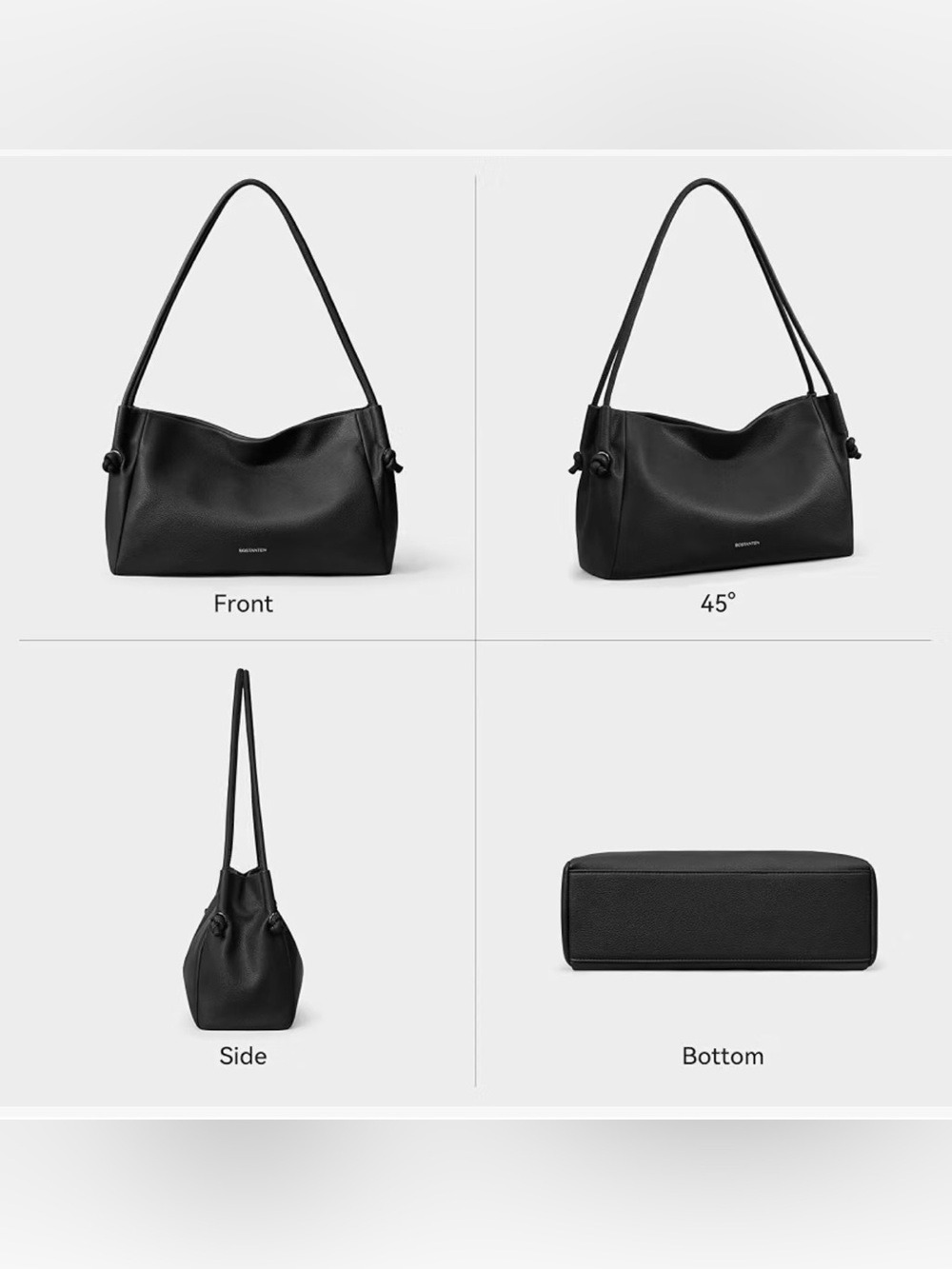 BOSTANTEN Black Pebbled Vegan Leather Shoulder Bag NWT - Picture 5 of 5